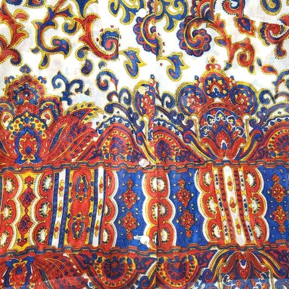 Vintage White Sheer Paisley Button Up Blouse - Picture 3 of 5